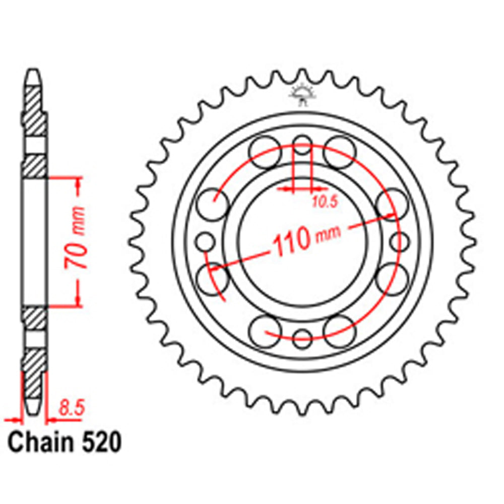 REAR SPROCKET - STEEL 41T 520P - 32-443-41