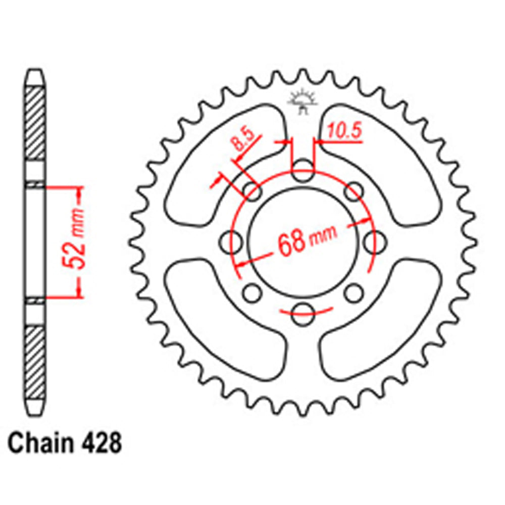 REAR SPROCKET - STEEL 37T 428P D/D - 32-464-37