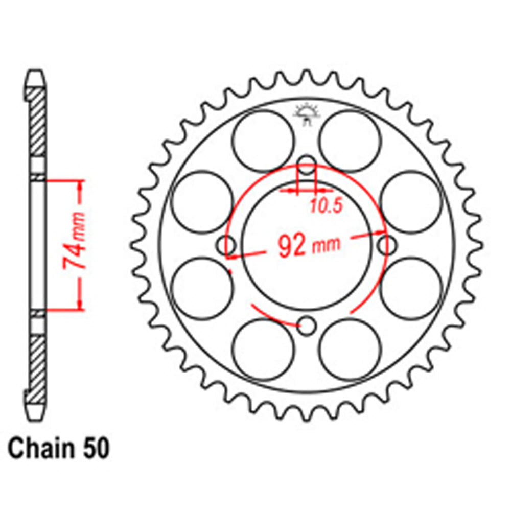 REAR SPROCKET - STEEL 39T 530P - 32-4L0-39