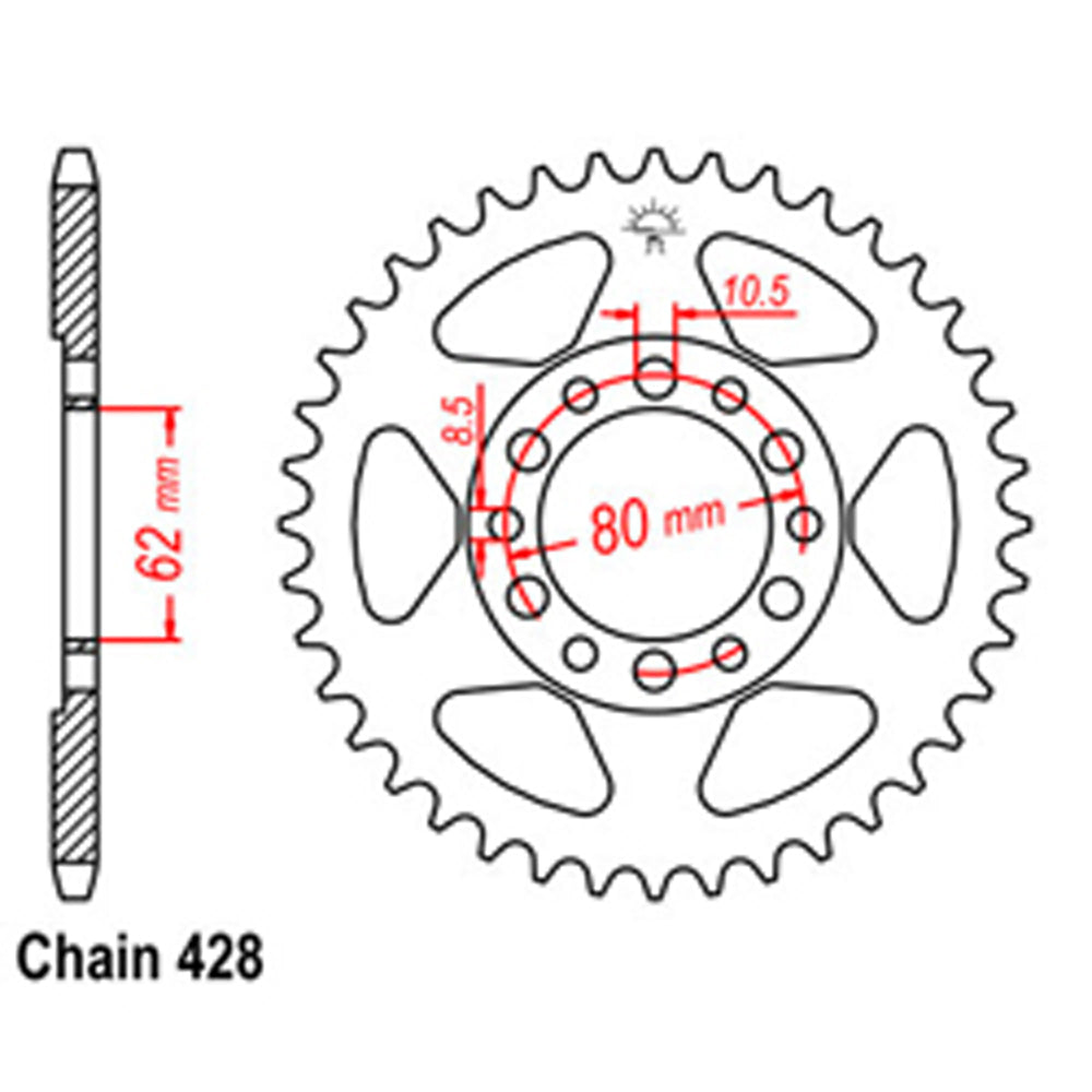 REAR SPROCKET - STEEL 42T 428P D/D - 32-4V1-42