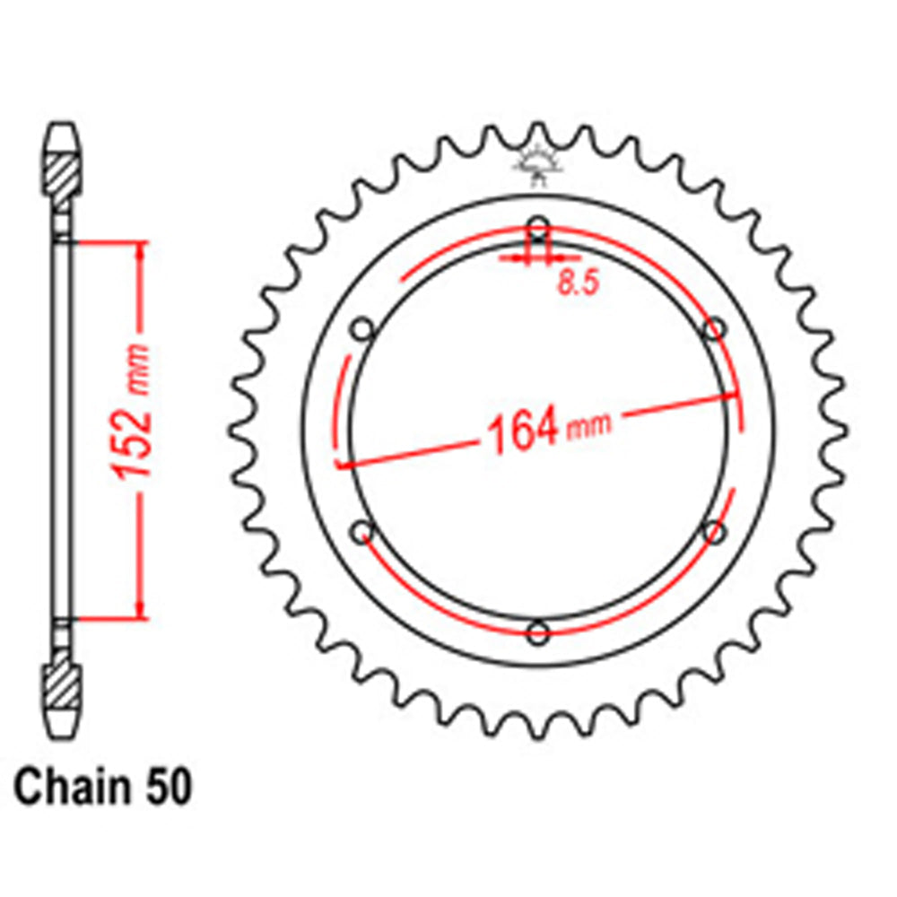 REAR SPROCKET - STEEL 42T 530P - 32-500-42