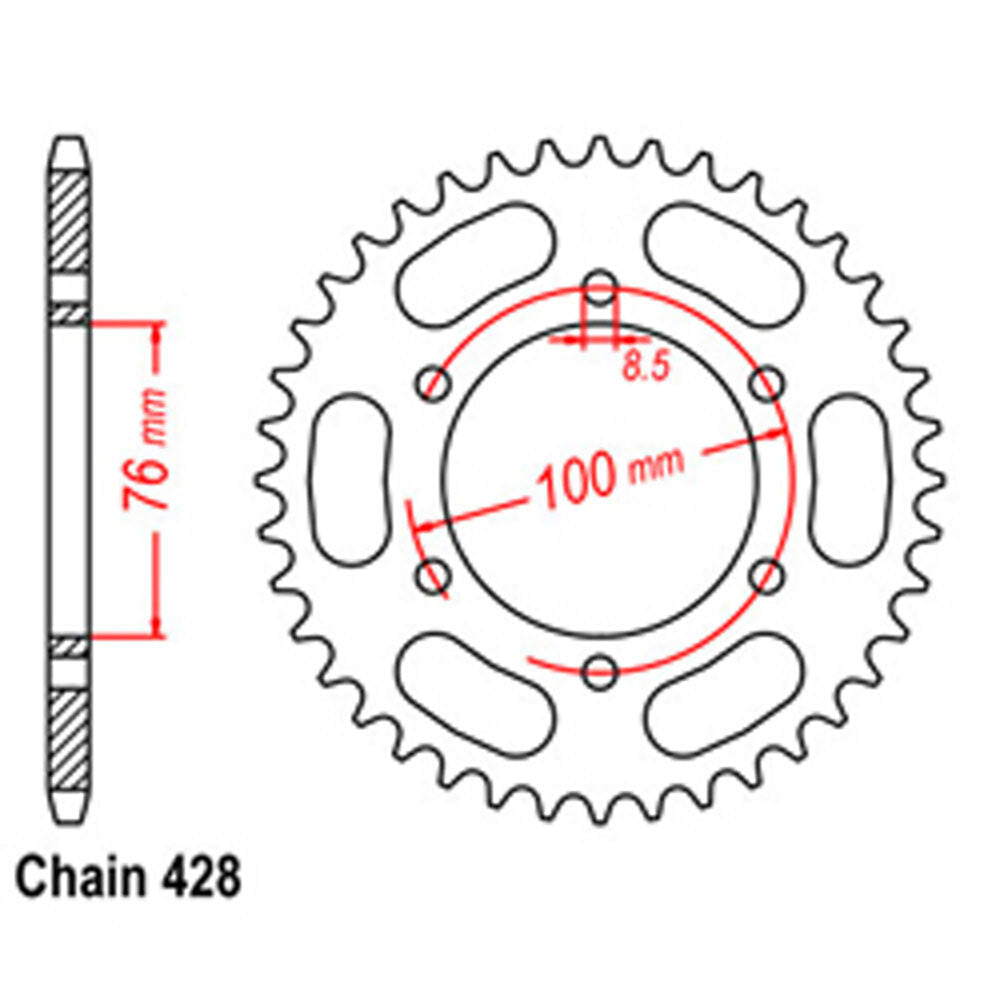 REAR SPROCKET - STEEL 44T 428P - 32-5BP-44