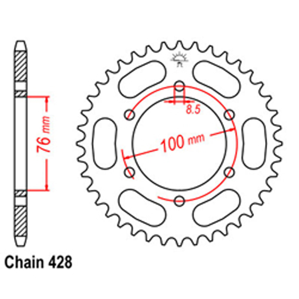 REAR SPROCKET - STEEL 47T 428P - 32-5BP-47