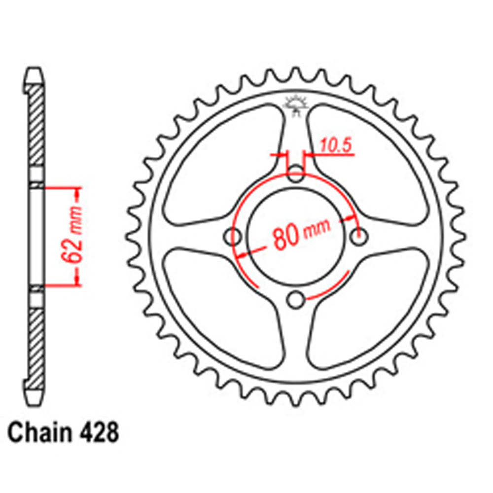 REAR SPROCKET - STEEL 49T 428P - 32-5HP-49