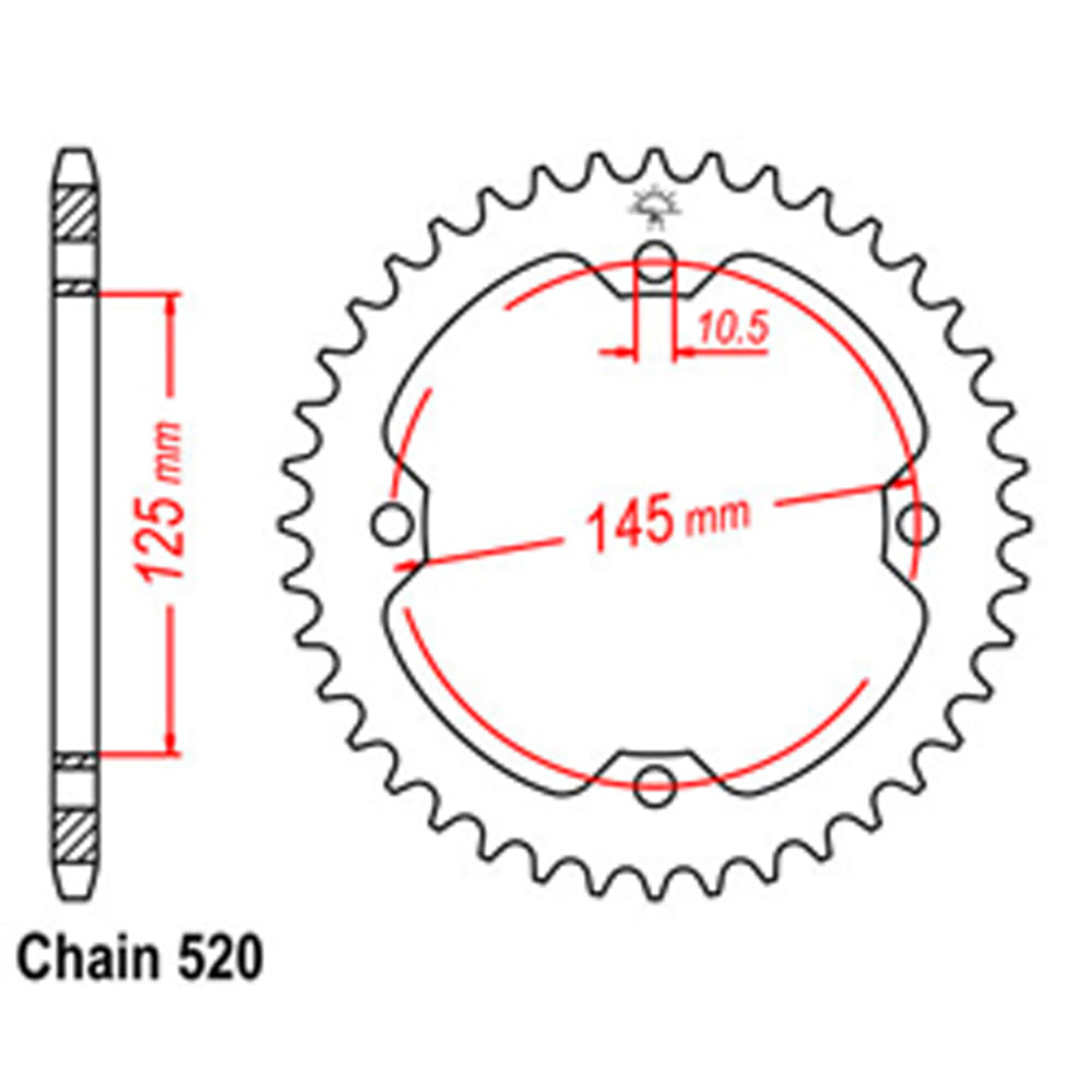 REAR SPROCKET - STEEL 38T 520P - 32-5TG-38