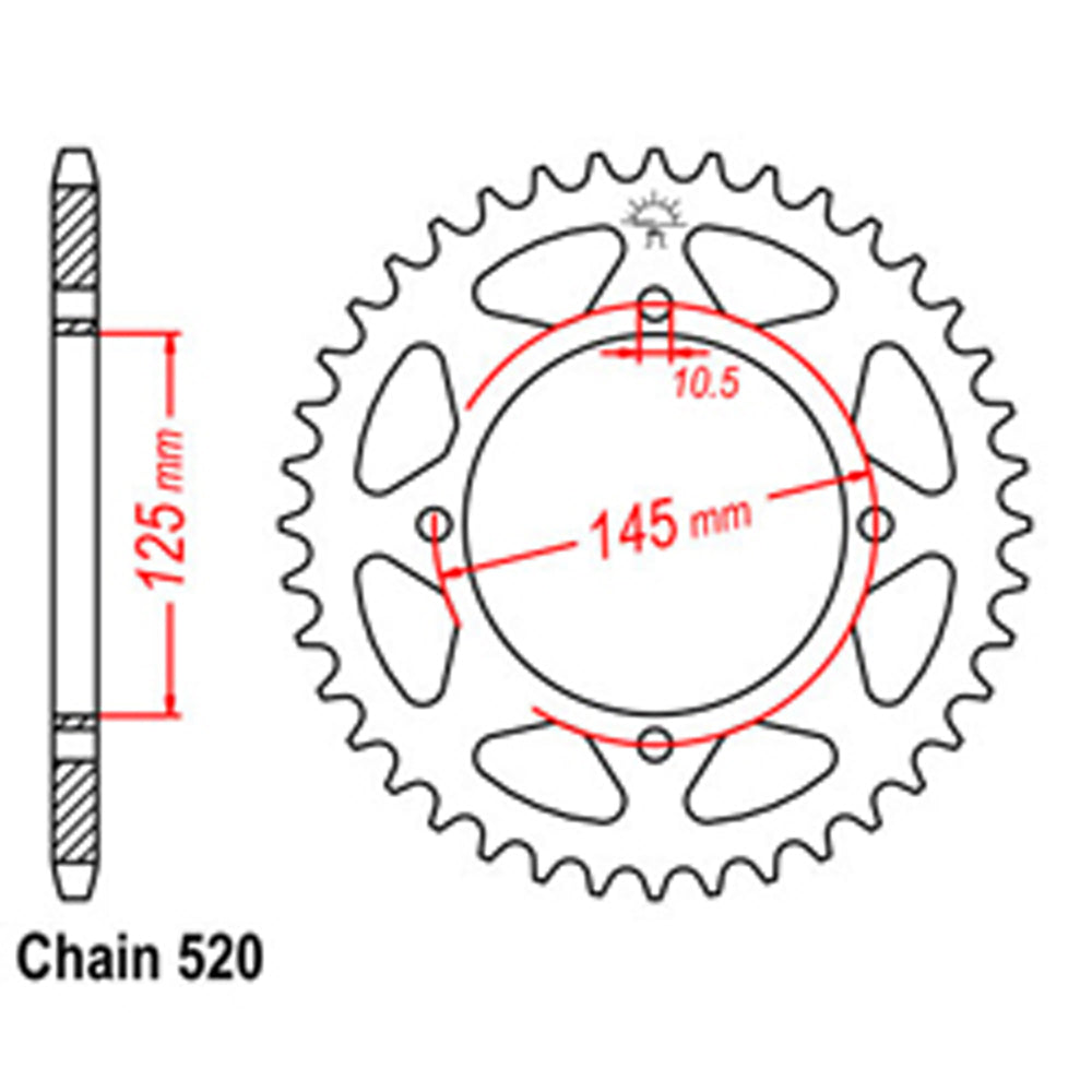 REAR SPROCKET - STEEL 39T 520P - 32-5Y1-39