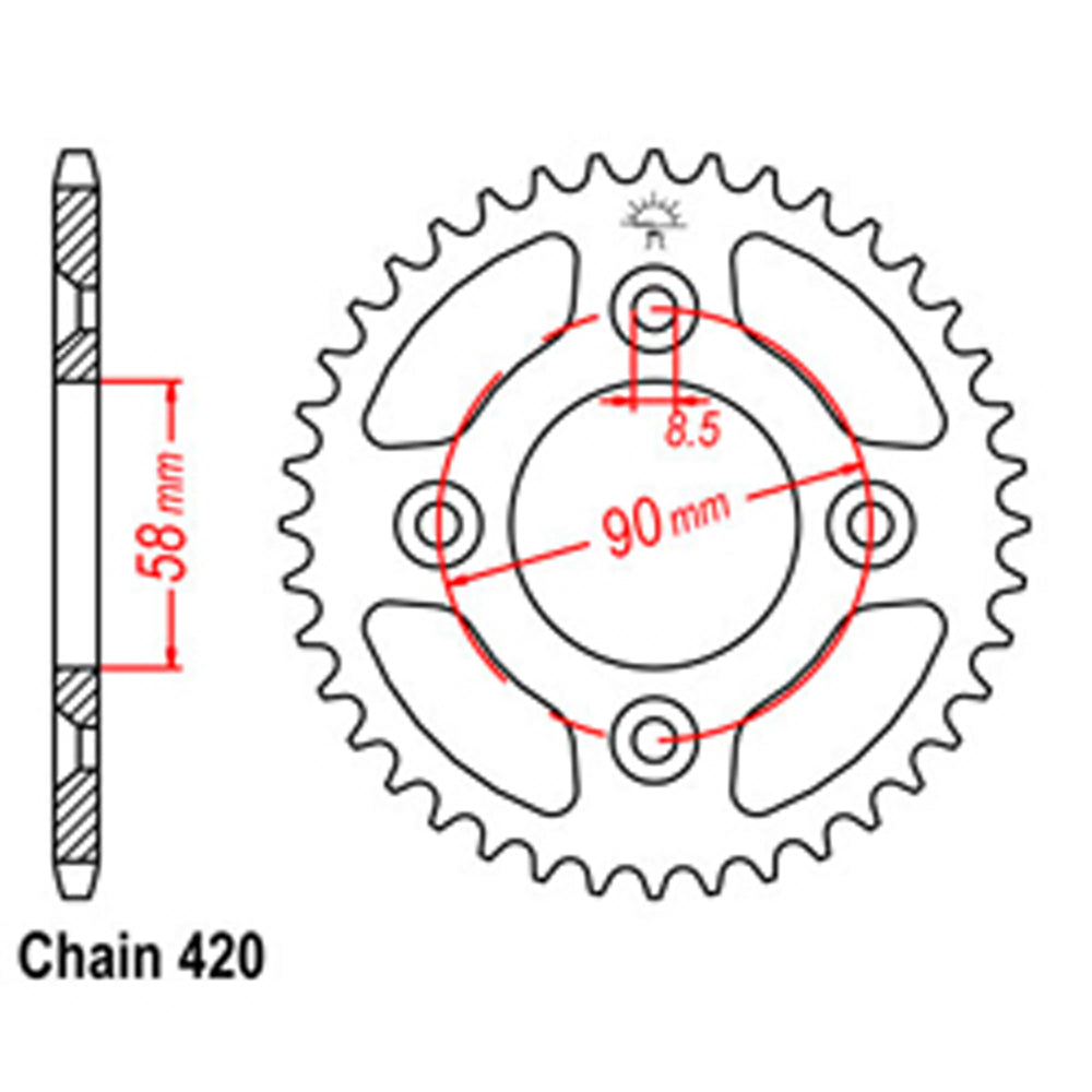 REAR SPROCKET - STEEL 37T 420P - 32-700-37