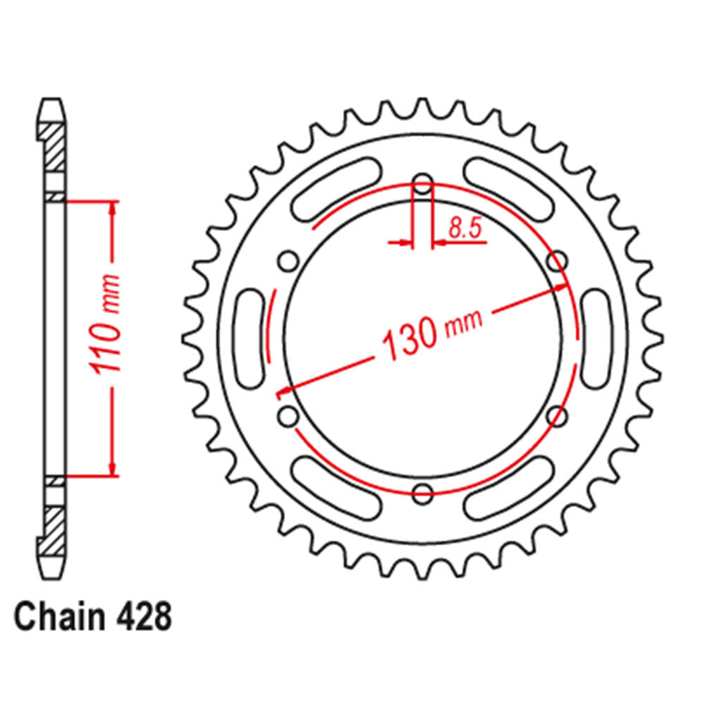 REAR SPROCKET - STEEL 46T 428P - 32-BK7-46