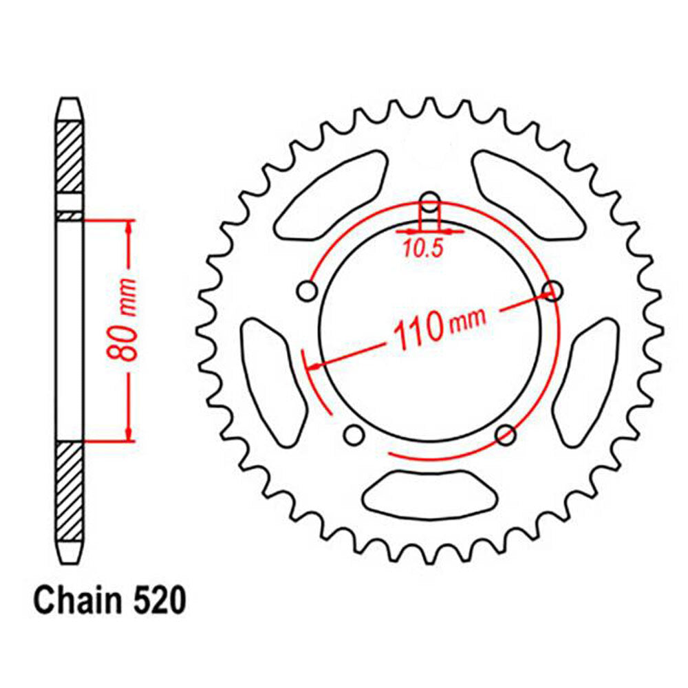 REAR SPROCKET - STEEL 39T 520P - 32-ED9-39