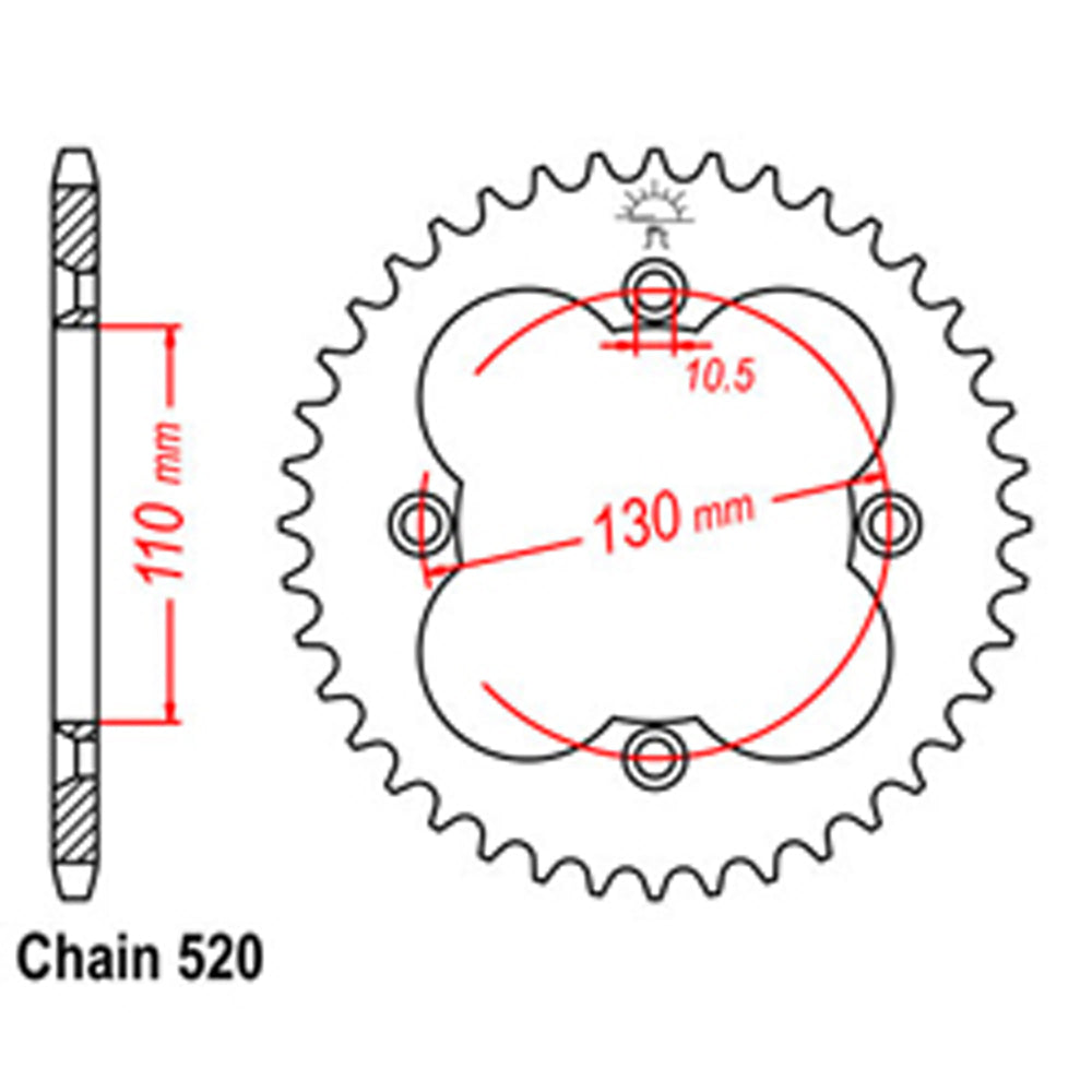 REAR SPROCKET - STEEL 39T 520P - 32-HA2-39