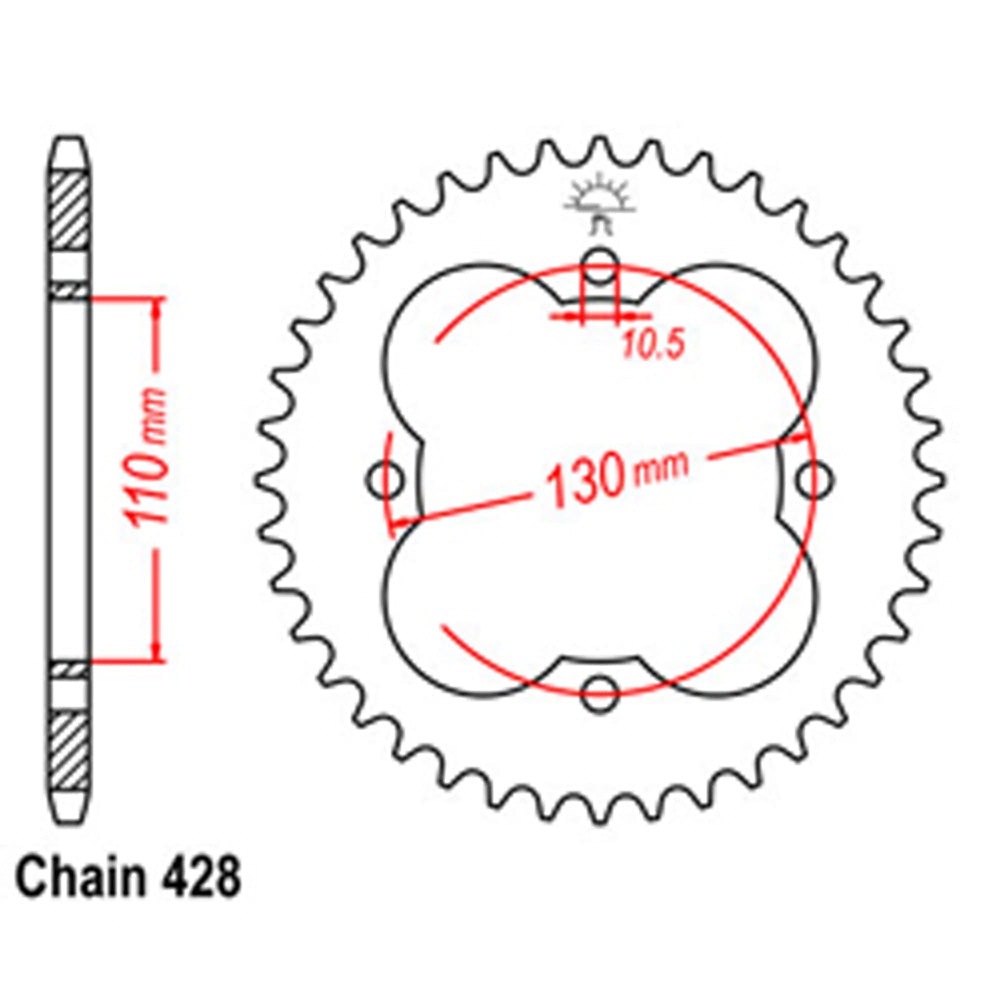 REAR SPROCKET - STEEL 50T 428P - 32-HF7-50