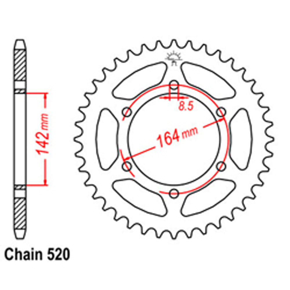 REAR SPROCKET - STEEL 46T 520P - 32-HM8-46