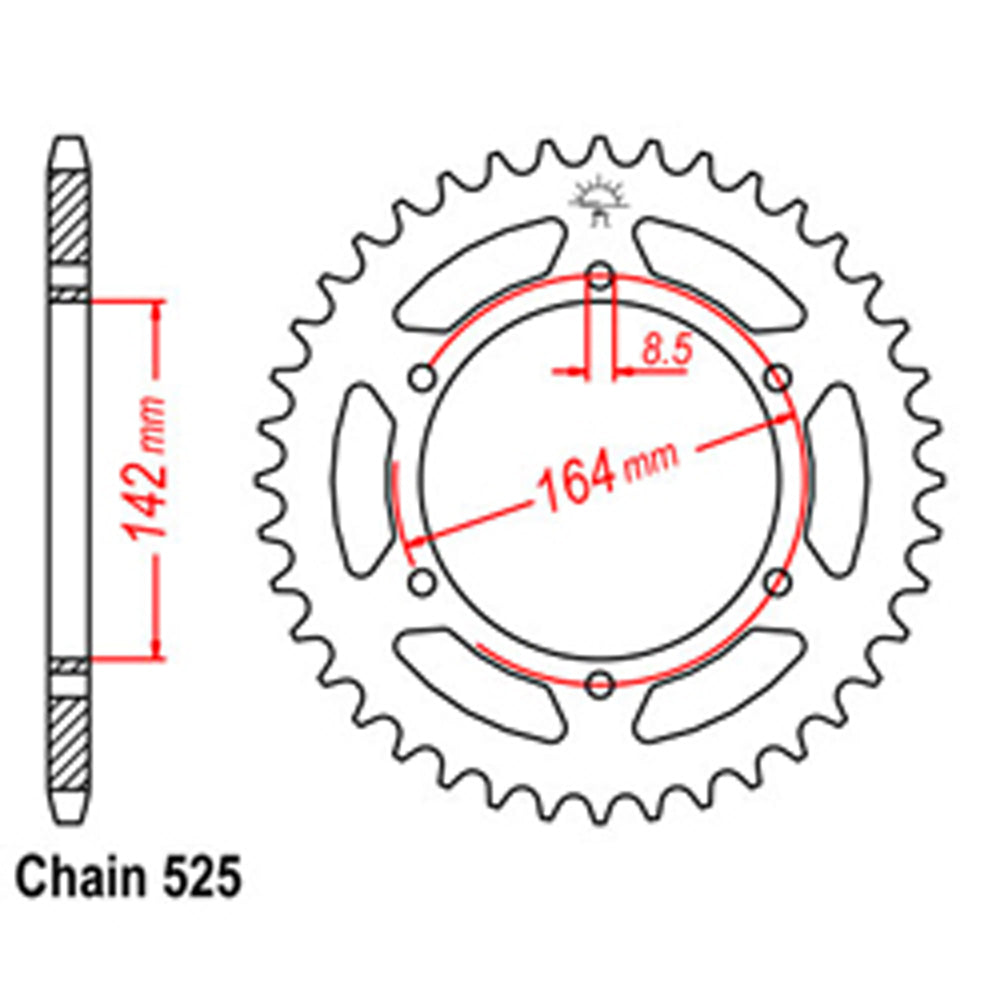 REAR SPROCKET - STEEL 44T 525P - 32-HY1-44