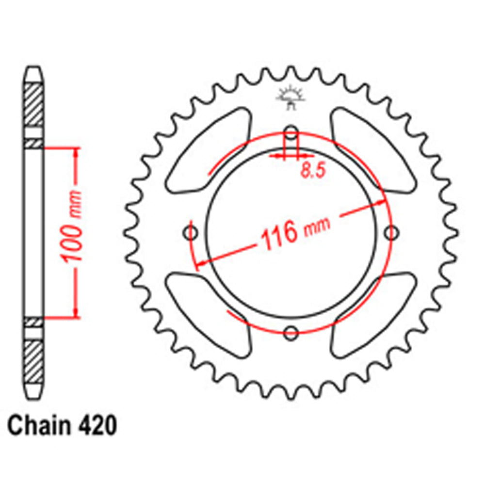 REAR SPROCKET - STEEL 47T 420P - 32-K07-47