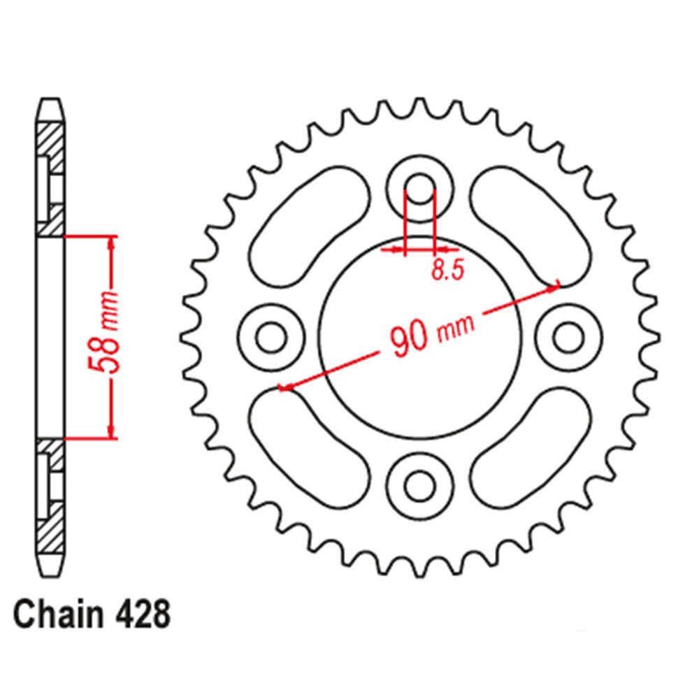 REAR SPROCKET - STEEL 37T 428P - 32-K88-37