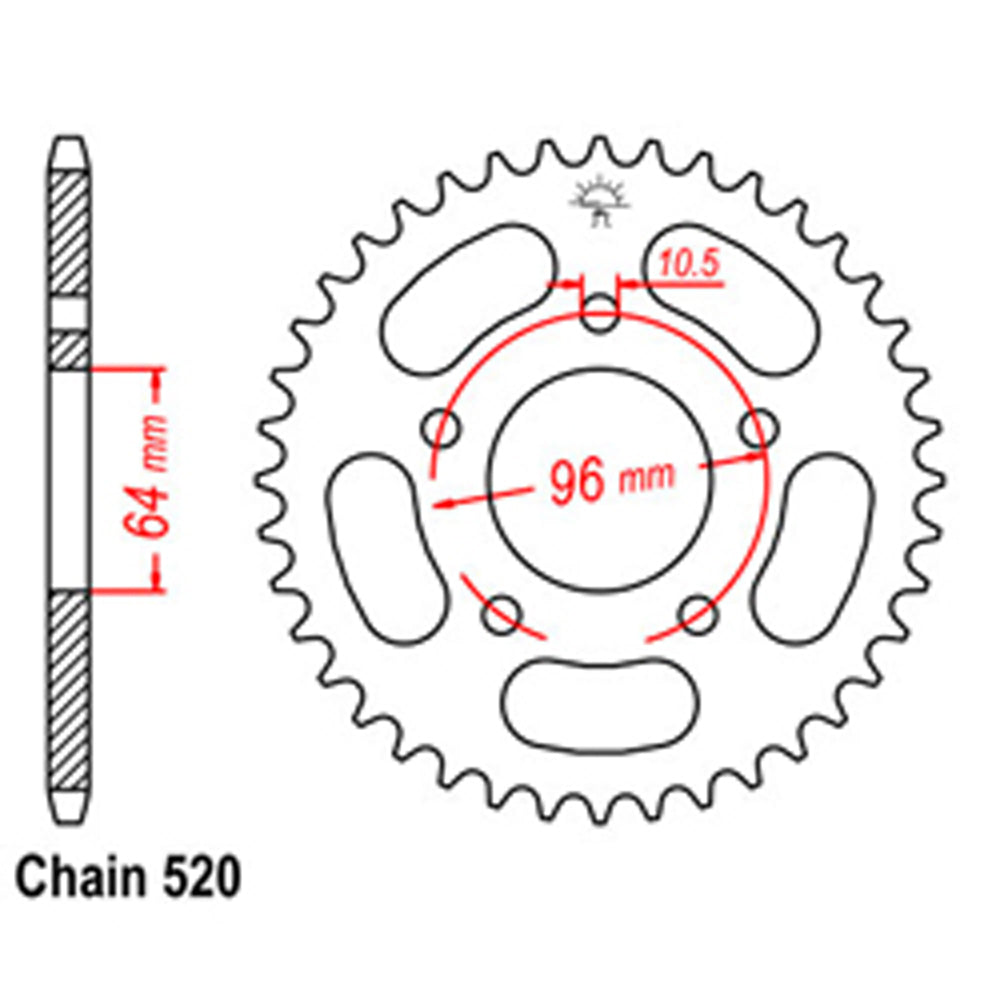 REAR SPROCKET - STEEL 37T 520P - 32-KA2-37