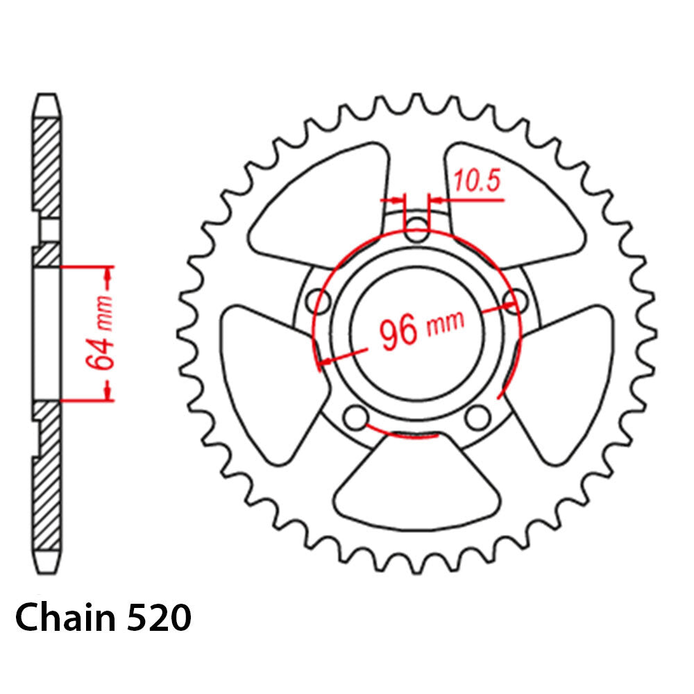 REAR SPROCKET - STEEL 50T 520P - 32-KHA-50