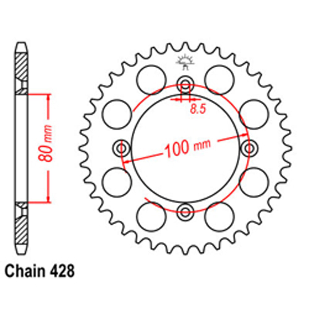 REAR SPROCKET - STEEL 50T 428P - 32-KN4-50