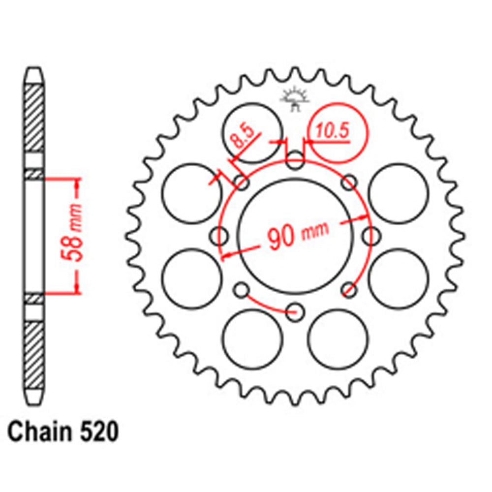 REAR SPROCKET - STEEL 41T 520P D/D - 32-KP9-41