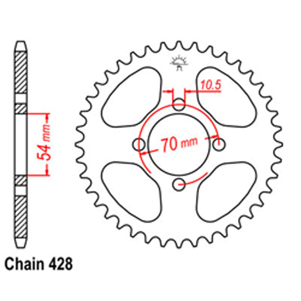 REAR SPROCKET - STEEL 42T 428P - 32-KPP-42