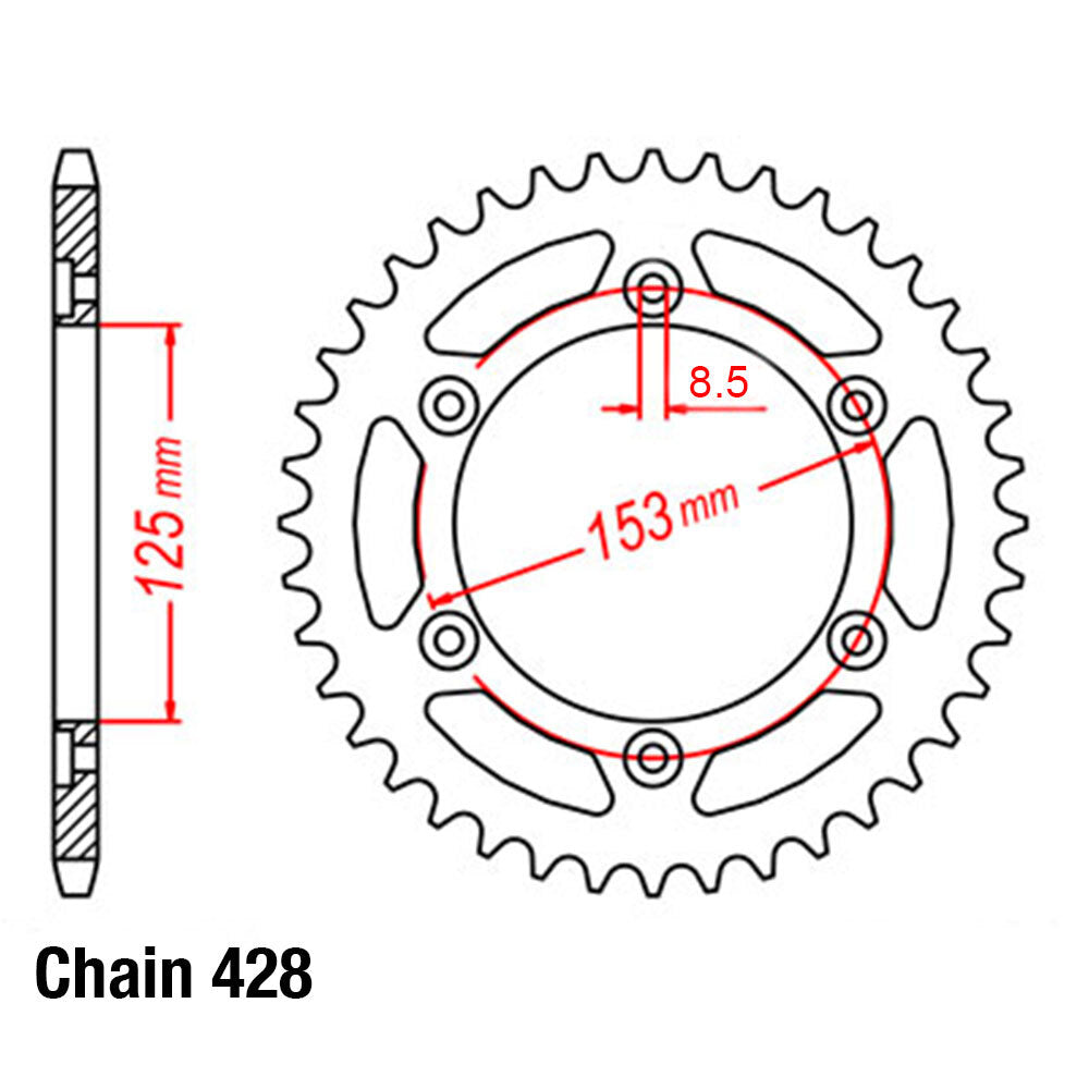 REAR SPROCKET - STEEL 49T 428P - 32-KRH-49