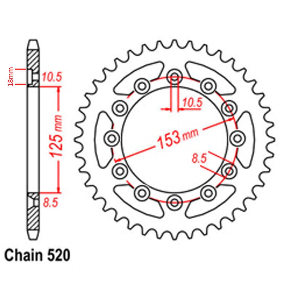 REAR SPROCKET - STEEL 38T 520P D/D - 32-KS6-38