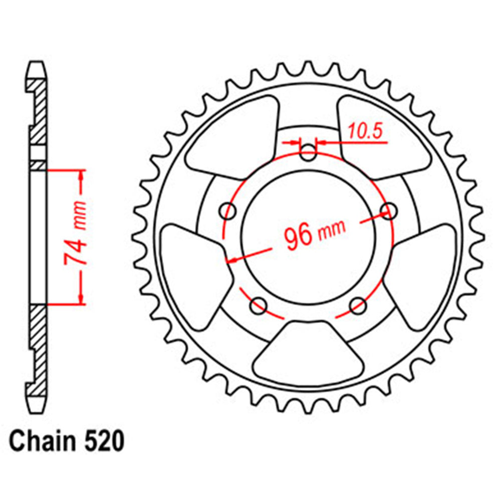 REAR SPROCKET - STEEL 41T 520P - 32-KV3-41