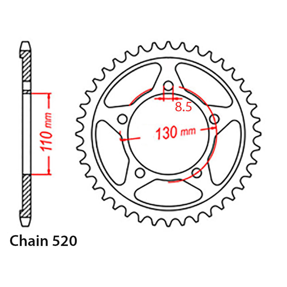 REAR SPROCKET - STEEL 40T 520P - 32-KW6-40