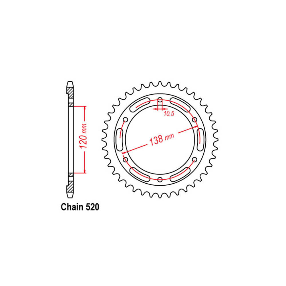 REAR SPROCKET - STEEL 36T 520P - 32-KYJ-36