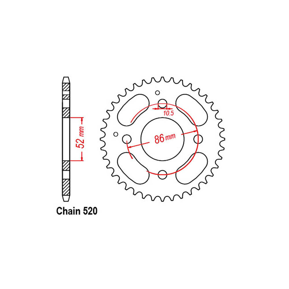 REAR SPROCKET - STEEL 30T 520P