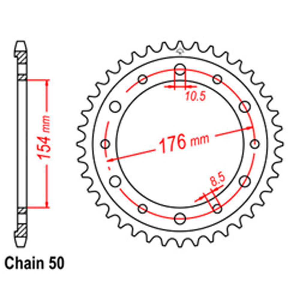 REAR SPROCKET - STEEL 43T 530P D/D - 32-MFN-43