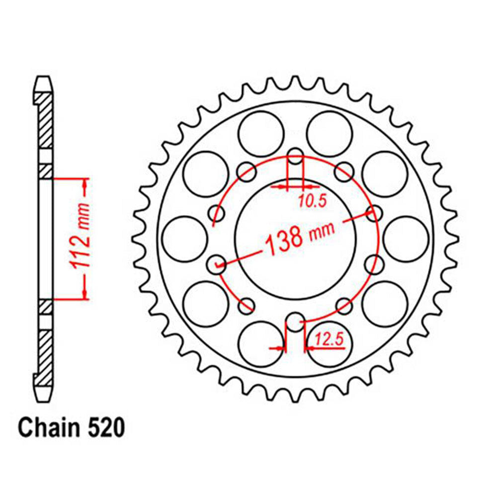 REAR SPROCKET - STEEL 43T 520P - 32-MGS-43