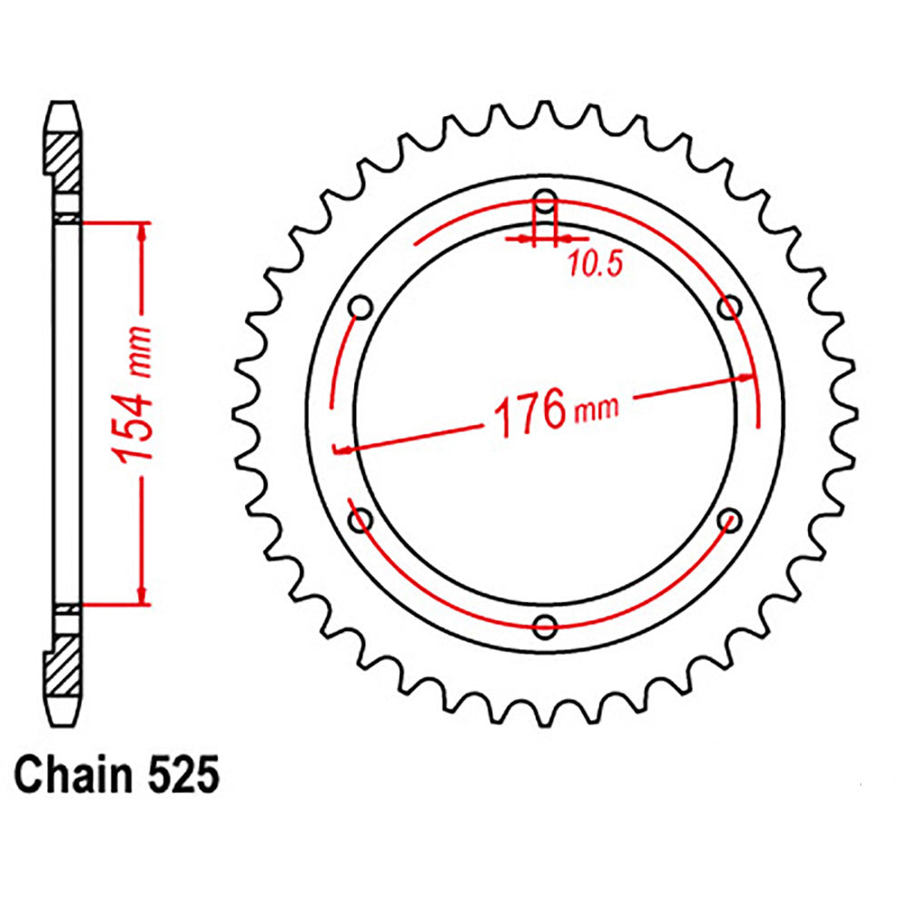 REAR SPROCKET - STEEL 43T 525P - 32-MJM-43