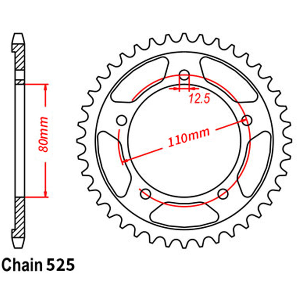 REAR SPROCKET - STEEL 42T 525P  - 32-MJP-42