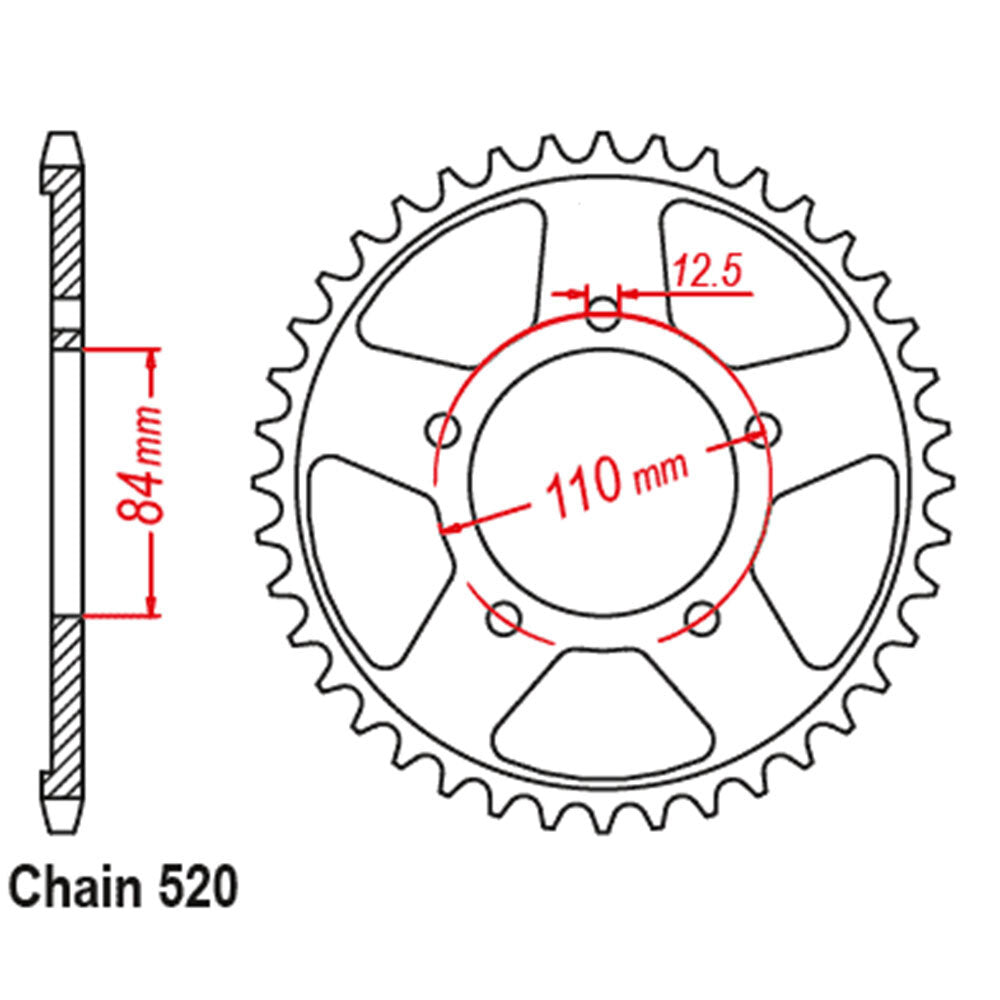 REAR SPROCKET - STEEL 40T 520P - 32-MKG-40