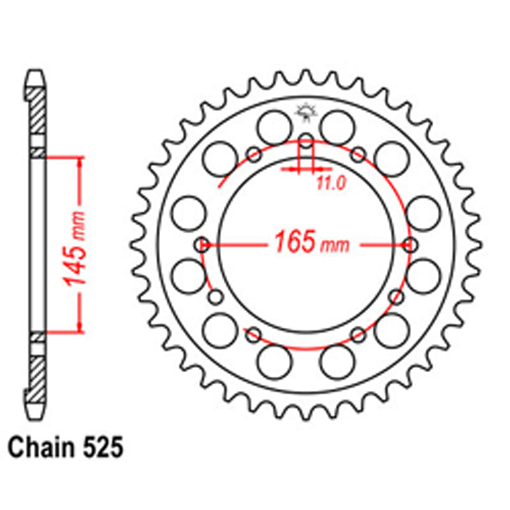 REAR SPROCKET - STEEL 45T 525P D/D - 32-ML0-45