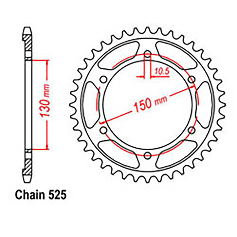 REAR SPROCKET - STEEL 46T 525P - 32-MM9-46