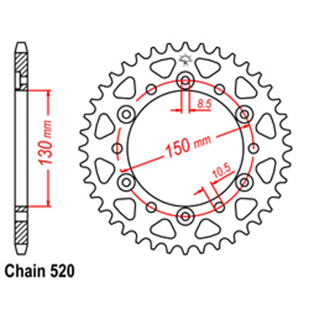 REAR SPROCKET - STEEL 43T 520P D/D - 32-MN9-43