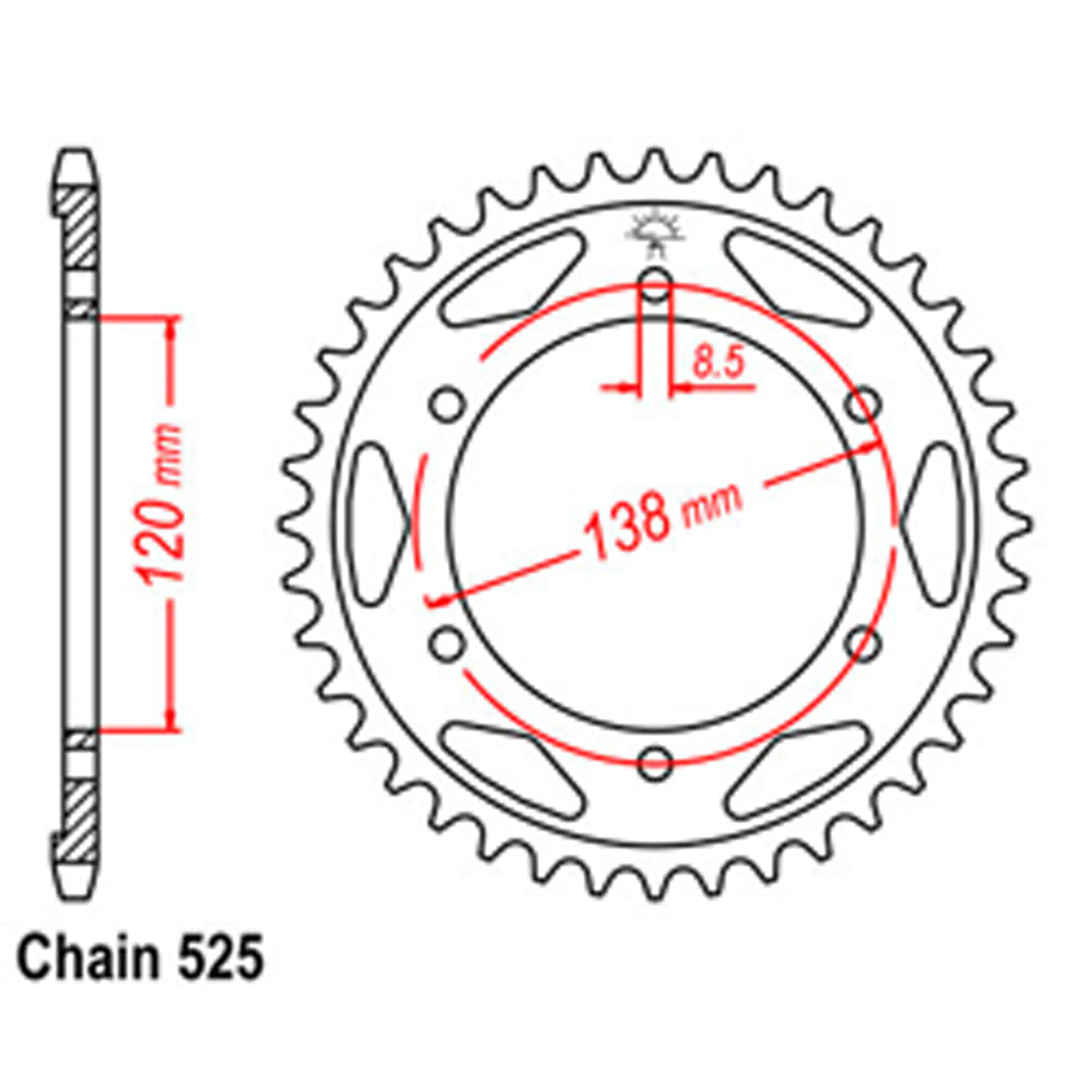 REAR SPROCKET - STEEL 38T 525P - 32-MR7-38