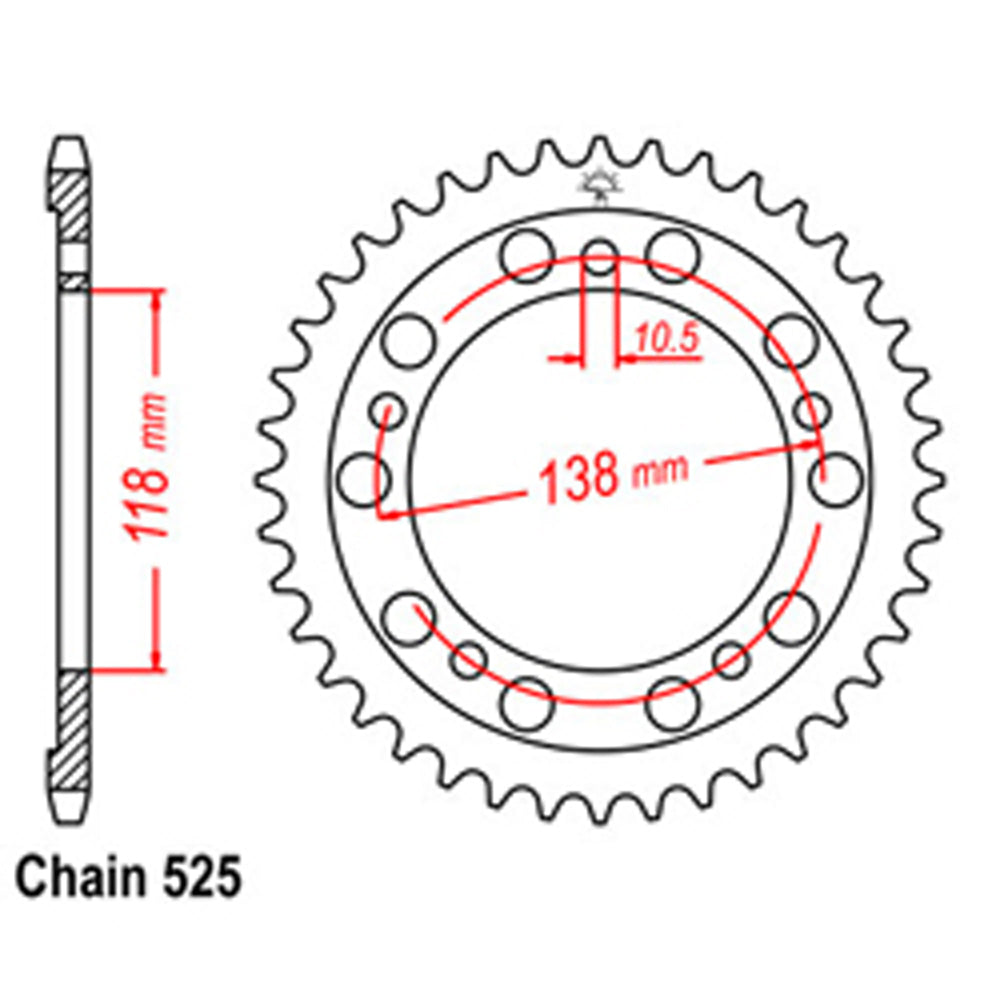 REAR SPROCKET - STEEL 39T 525P - 32-MV4-39