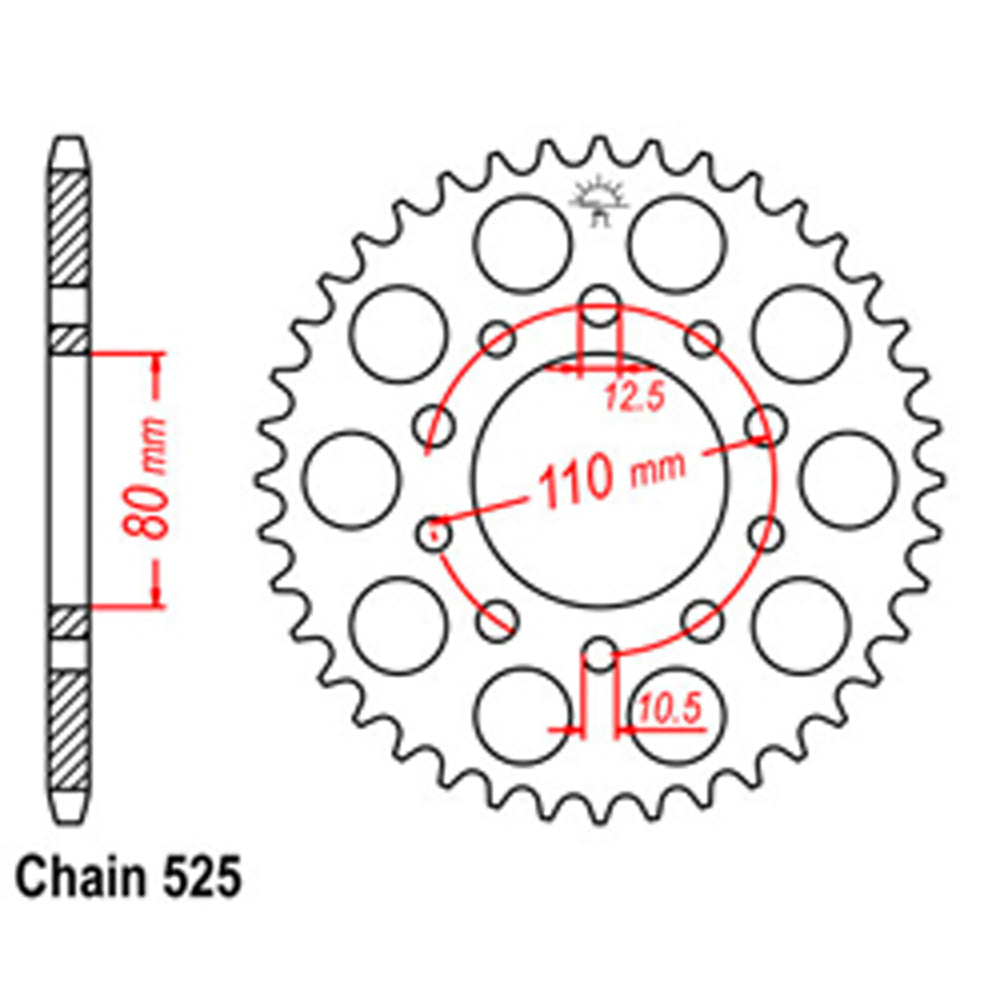 REAR SPROCKET - STEEL 45T 525P D/D - 32-MZ8-45