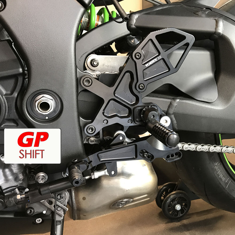 VORTEX - REARSETS : BLACK KAWASAKI ZX-10R 16-19