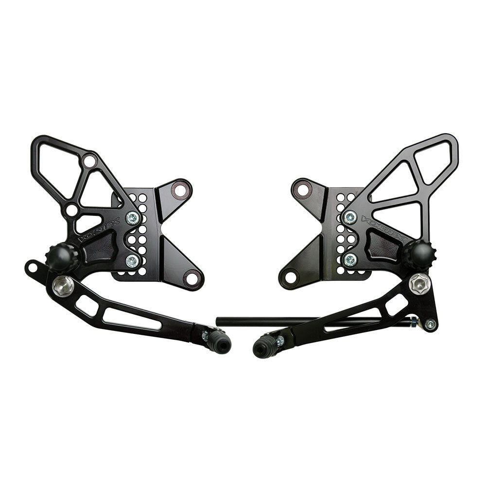 VORTEX - REARSETS : BLACK KAWASAKI ZX-6R 09-12'.