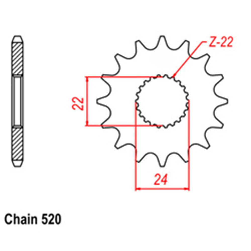 FRONT SPROCKET - STEEL 14T 520P - 41-A01-14