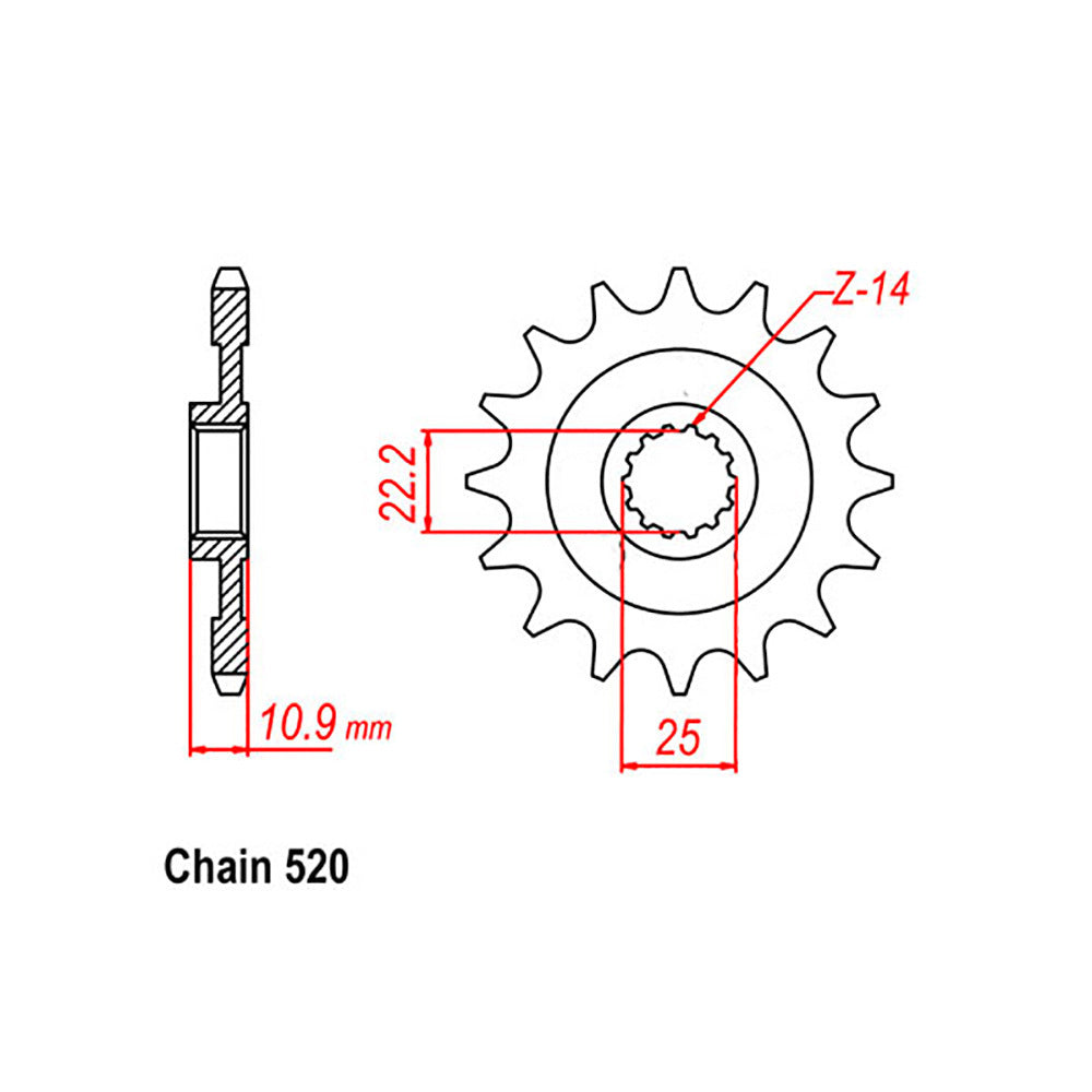 FRONT SPROCKET - STEEL 13T 520P - 41-A04-13