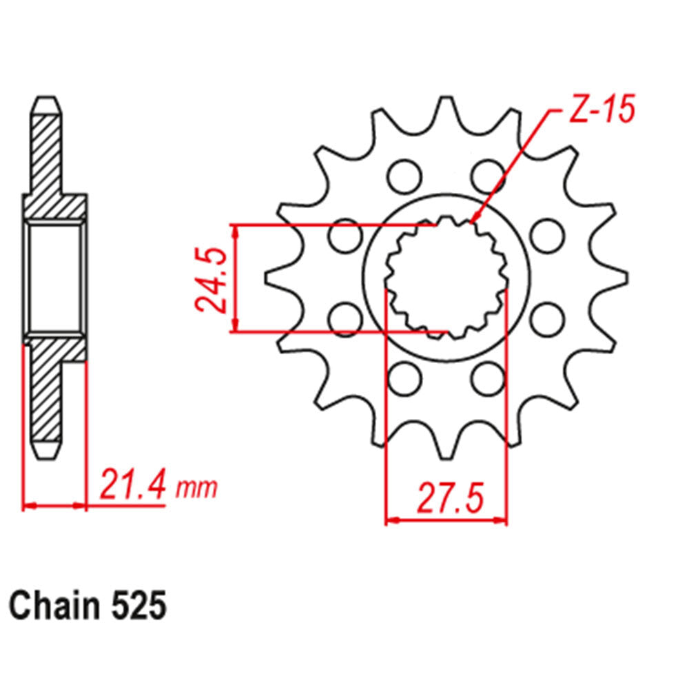 FRONT SPROCKET - STEEL 15T 525P - 41-A07-15