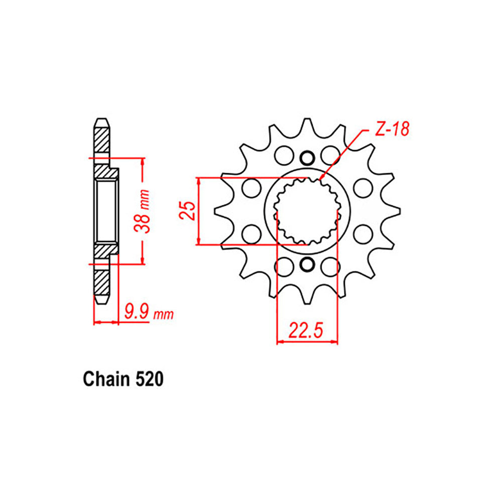 FRONT SPROCKET - STEEL 13T 520P - 41-B02-13