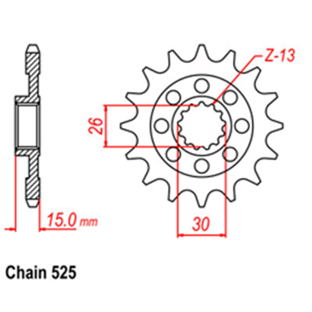 FRONT SPROCKET - STEEL 16T 525P - 41-B03-16