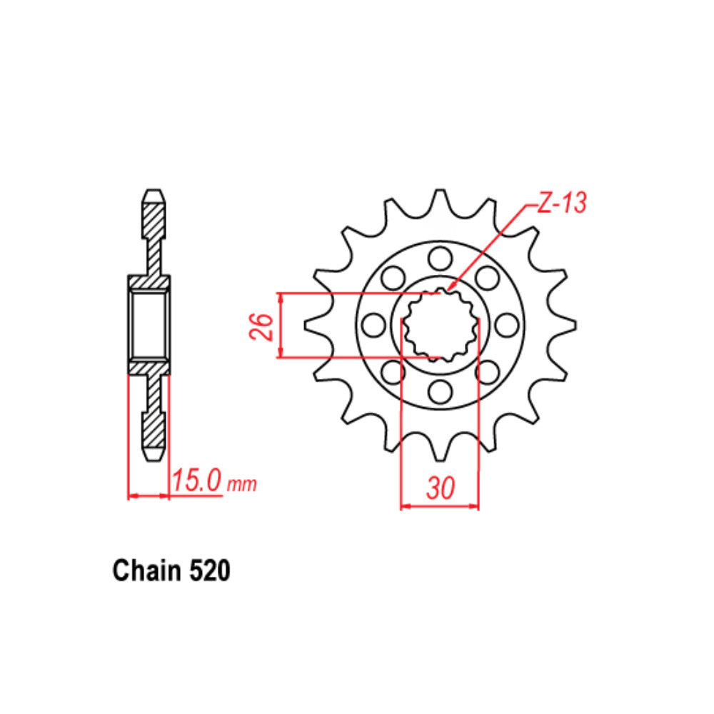 FRONT SPROCKET - STEEL 16T 520P  - 41-B04-16