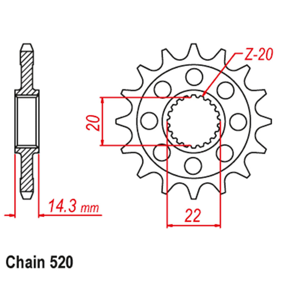 FRONT SPROCKET - STEEL 16T 520P - 41-B06-16